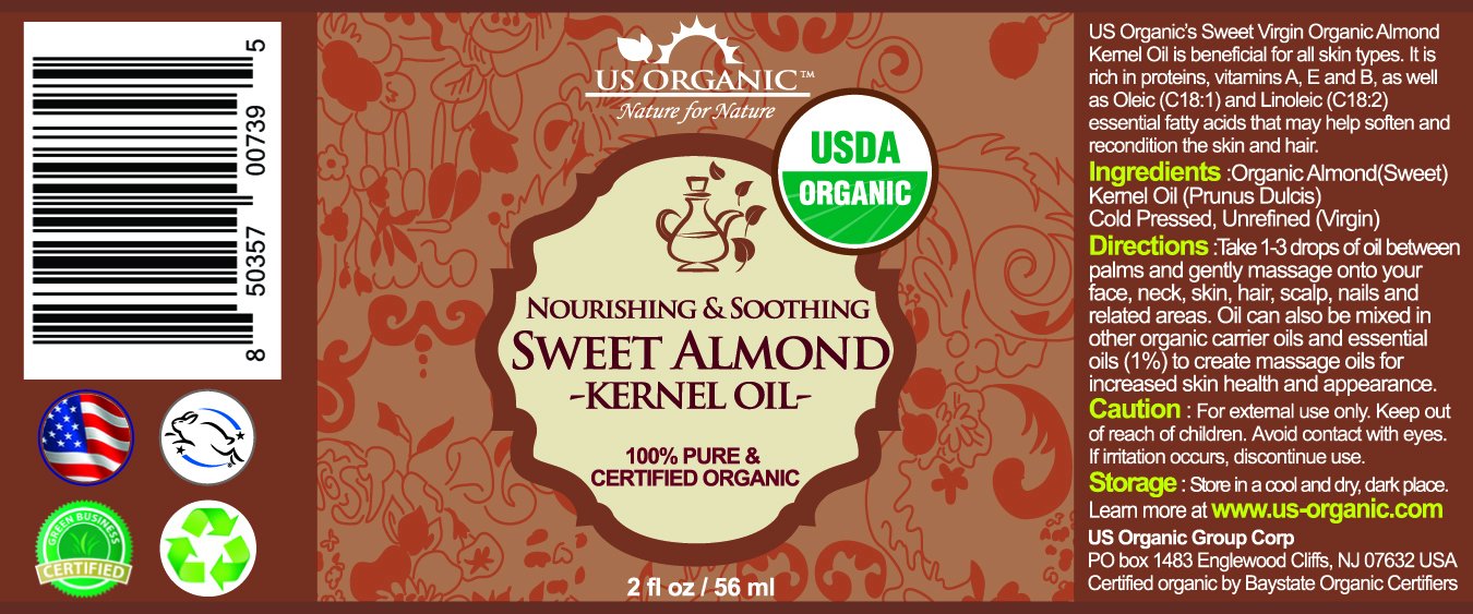 US Organic Sweet Almond Kernel Oil, USDA Certified Organic,100% Pure & Natural, Cold Pressed Virgin, Unrefined in Amber Glass Bottle w/Eyedropper, Sourced from Poland (2 oz (56 ml))-GlimoraGlow