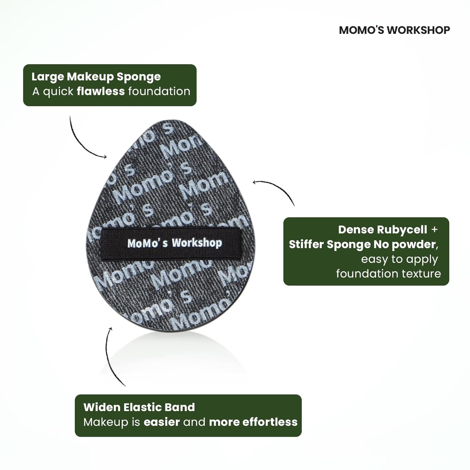 Momo's Workshop Makeup Sponge 2.99IN, Large Foundation Sponge For Foundation Concealer or Cushion, Latex Free Soft Cushion Puff Sponge for Face,1pcs-GlimoraGlow