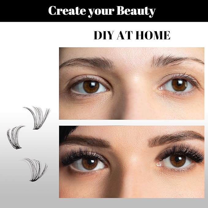 Lash Clusters 320pcs Individual Lashes 30D&40D&60D DIY Lash Extensions D Curl Lash Clusters False Eyelashes Natural Look 11-20mm Mix Cluster Eyelash Extensions EASY TO USE (30D+40D+60D-0.07D)-GlimoraGlow