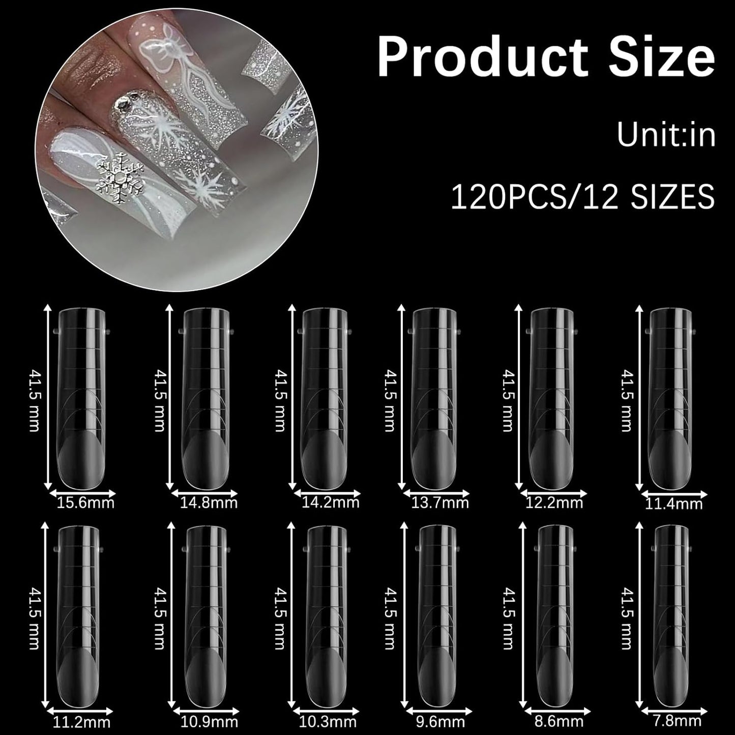 120 Pcs Poly Extension Gel Dual Nail Forms Nail Molds With Scale Builder Coffin Nail for Gel Manicure Nail Art Design Salon DIY at Home (Long Square Head Frosted Dual Nail Forms Set)-GlimoraGlow