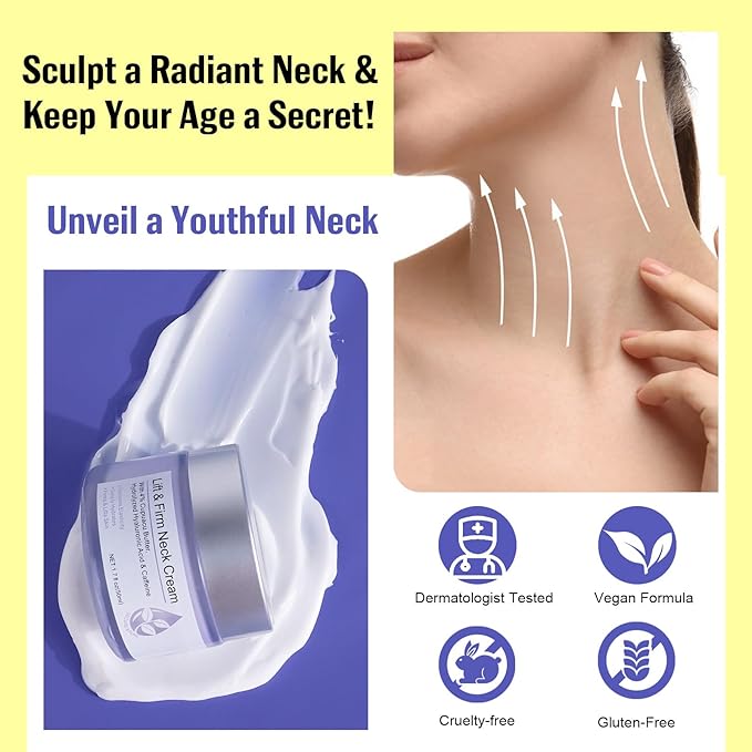 Neck Firming Cream, Neck Cream for Tightening & Neck Lift, Anti-Aging Neck Cream for Wrinkles 1.7 Fl.Oz-GlimoraGlow