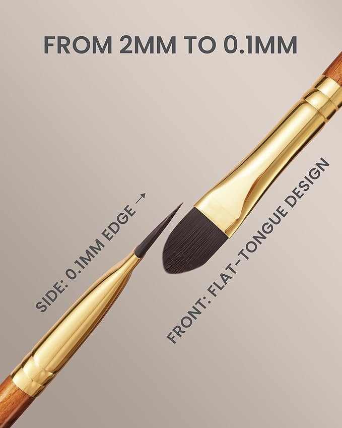 Desert Oak Series Liquid-Sculpt Pro Concealer Brush - Wide Teardrop Head for Under Eyes & Redness, Bubinga Wood, Brass Ferrule (CM 194)-GlimoraGlow