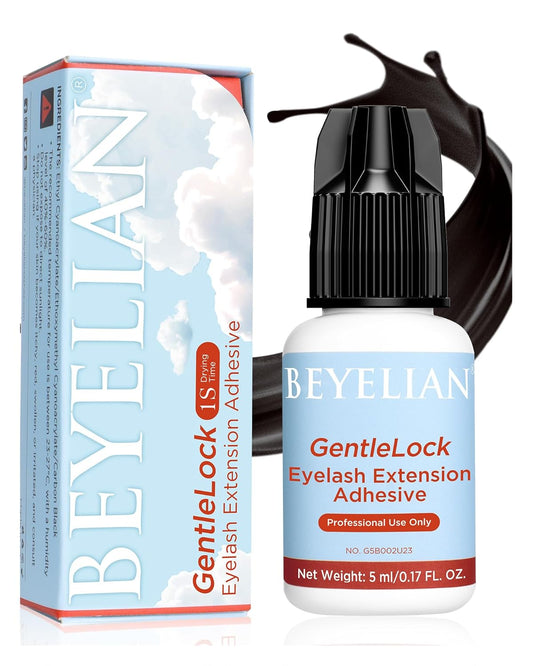 BEYELIAN Sensitive Eyelash Extension Glue, 1 Sec Dry Lash Extension Glue No Irritation Waterproof Long Lasting Strong Hold Adhesive Professional Use Only 0.17fl.oz/5ml (B02)-GlimoraGlow