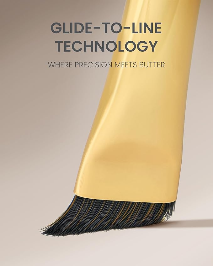 Desert Oak Series MicroBlade Angled Brow Brush - 11mm Ultra-Fine Nylon Bristles for 1mm Hair Strokes, Pomade/Gel/Powder Application, Bubinga & Brass (CM 190)-GlimoraGlow