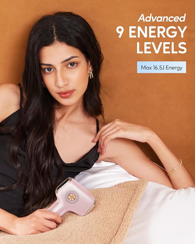 INNZA IPL Hair Removal with Ice Cooling Care Function for Women,Long-Lasting Results,999,999 Flashes Painless IPL Hair Remover, Hair Removal Device for Armpits Legs Arms Bikini Line-GlimoraGlow