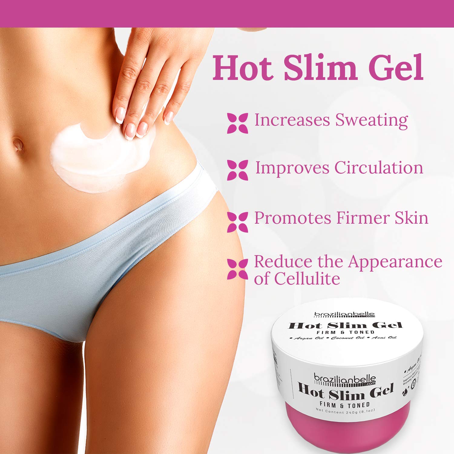 Cellulite Cream Hot Gel with Coconut Oil Extract | Sweat Cream to Helps Firm, Tone, and Tighten Skin and Reduce Appearance of Cellulite | 8.1Oz-GlimoraGlow