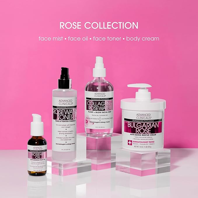 Advanced Clinicals Bulgarian Rose Lotion For Women | Rose Scented Vitamin C Body Lotion Cream | Visible Anti Aging Vitamin E Moisturizer Body Butter Improves Look Of Sagging Dry Skin & Texture, 16 Oz-GlimoraGlow