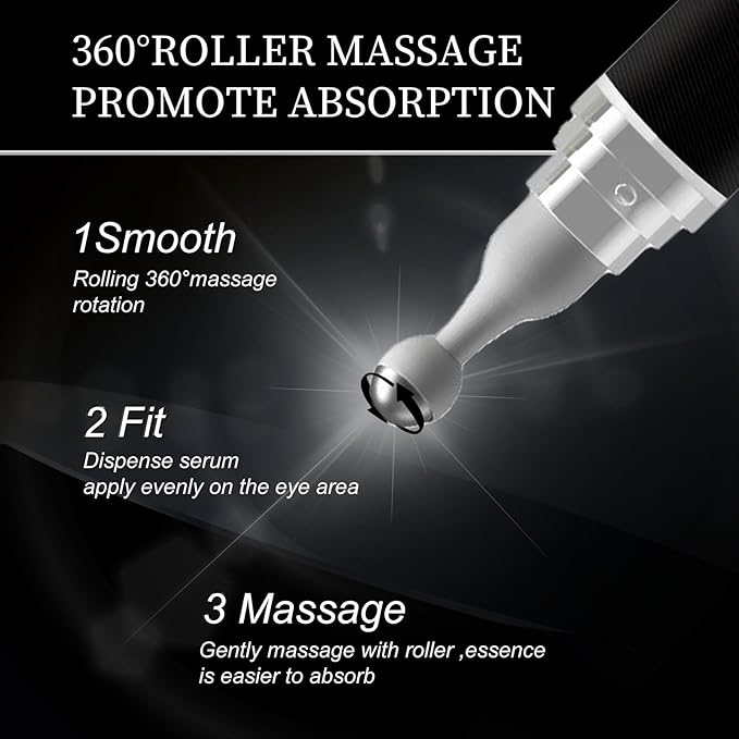 Eye Cream for Puffiness and Bags Under Eyes, Under Eye Cream for Dark Circles, Eye Roller for Puffy Eyes, Caffeine Eye Serum with 360°Massage Ball Reduce Wrinkles and Fine Lines-GlimoraGlow
