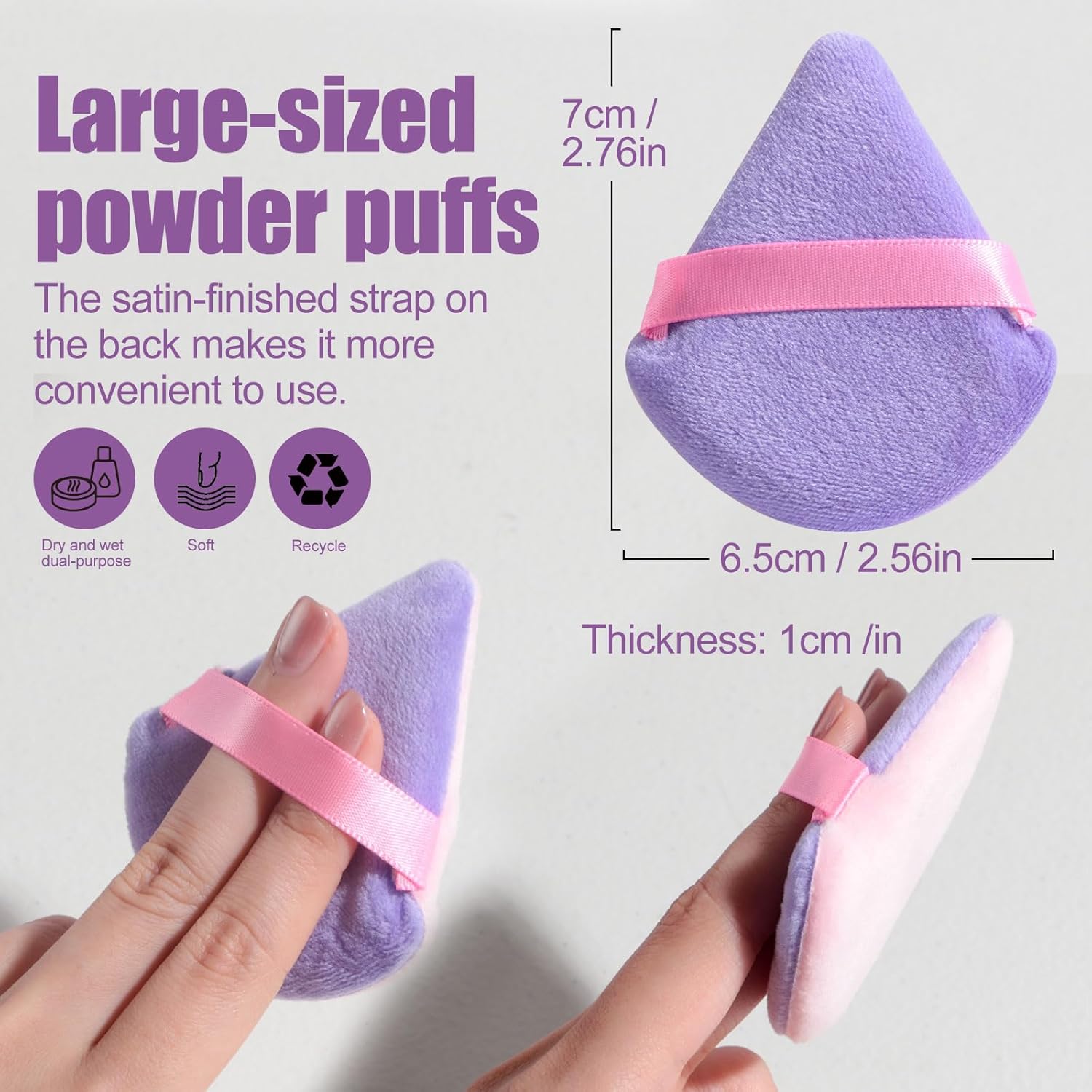BS-MALL Triangle Puffs, Makeup Sponge Set 20 Pieces, Cosmetic Applicators for Foundation, Powder, Blush Large Pack (Purple)-GlimoraGlow