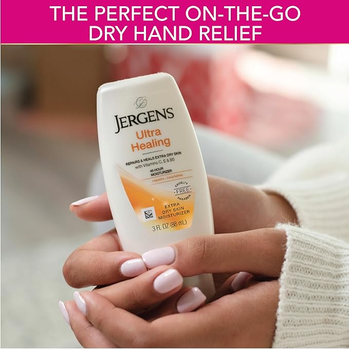 Jergens Ultra Healing Moisturizer for Dry Skin, Hand and Body Lotion, with Hydralucence Blend, Vitamins C, E and B5, 3 Oz, Pack of 8-GlimoraGlow