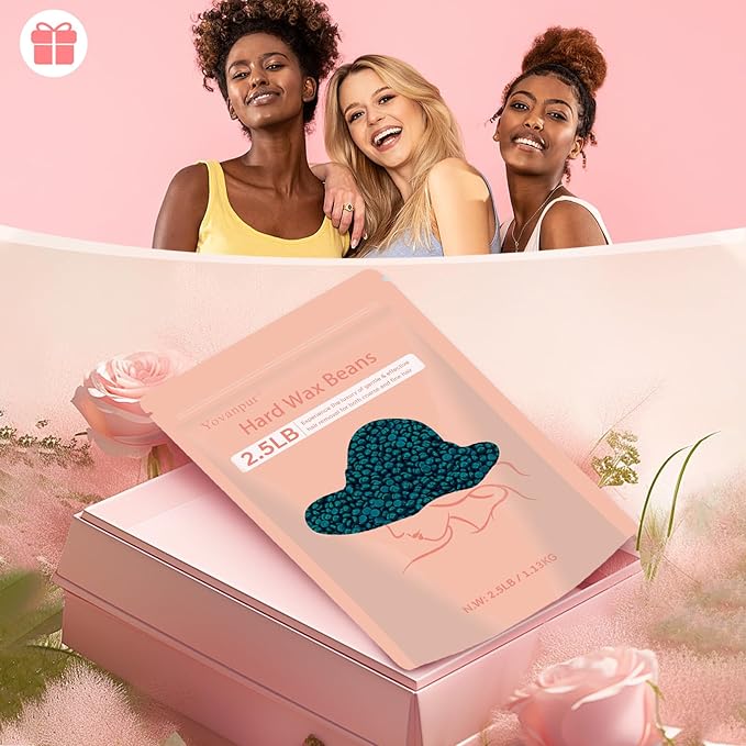 2.5lb Hard Wax Beads For Hair Removal, Yovanpur Waxing Beans for Sensitive Skin, Face, Eyebrows, Bikini, Brazilian, Legs and Full Body Bulk-GlimoraGlow