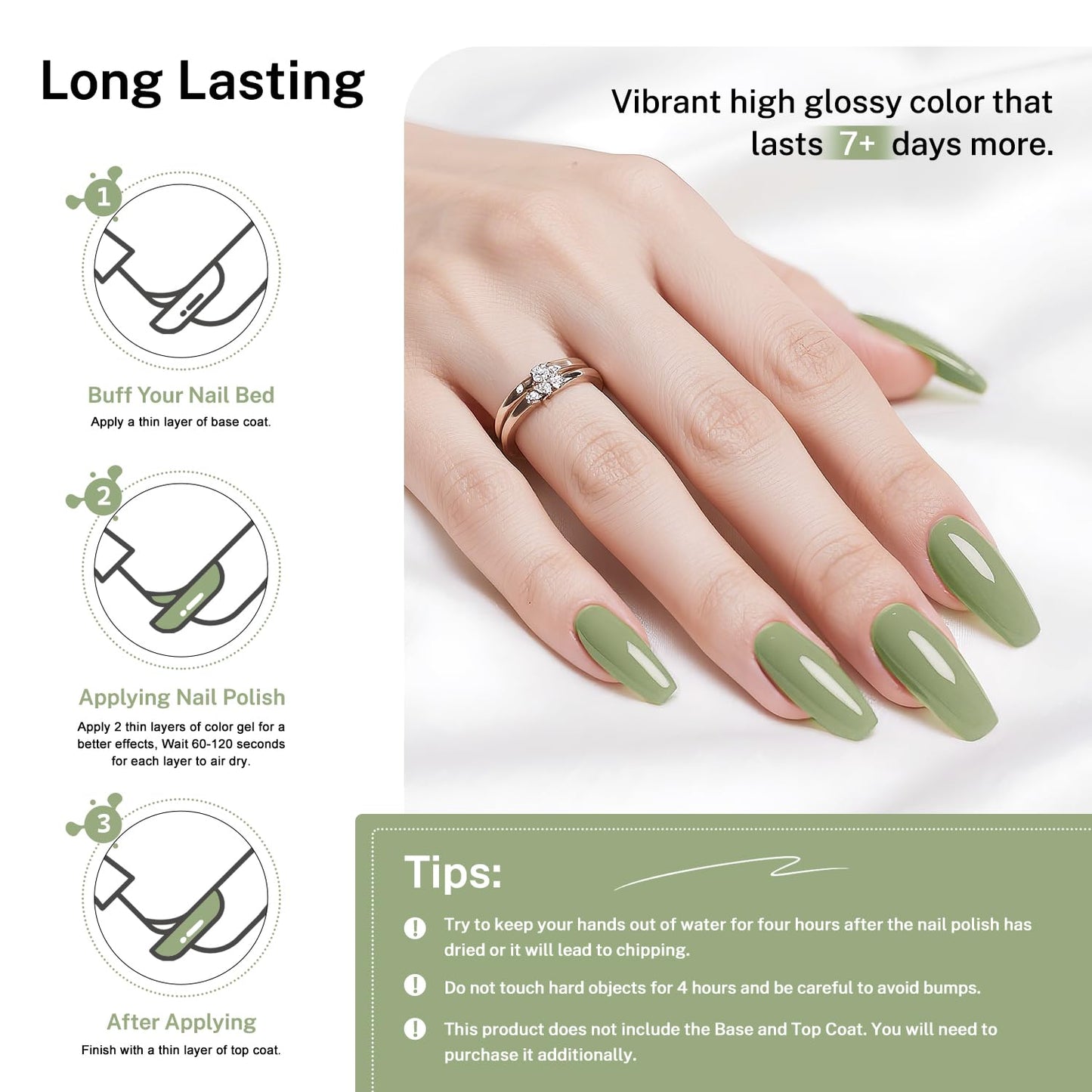 16.5ml Sage Green Nail Polish Large Volume Quick Drying Nail Polish, Fast Drying and Long Lasting Color Nail Art DIY Home Manicure Gift for Women-GlimoraGlow