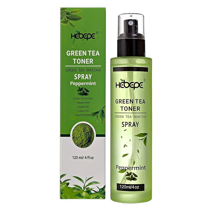 Green Tea Matcha Facial Toner Mist with Peppermint, Refreshing, Moisturizing, and Soothing Face Toner, with Jojoba Oil, Castor Oil, Snail Filtrate,120ml-GlimoraGlow