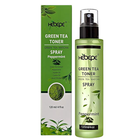 Green Tea Matcha Facial Toner Mist with Peppermint, Refreshing, Moisturizing, and Soothing Face Toner, with Jojoba Oil, Castor Oil, Snail Filtrate,120ml-GlimoraGlow