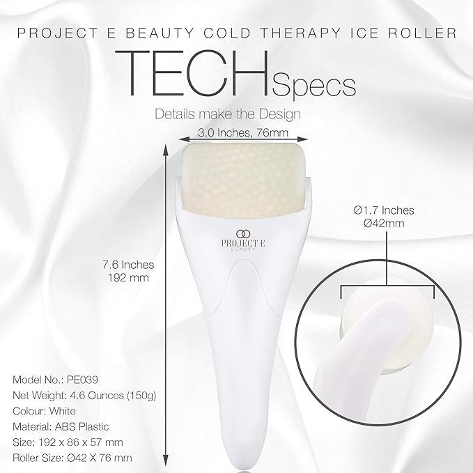 Ice Roller Cold Therapy by Project E Beauty | Reduce Under Eye Puffiness & Dark Circles | Tightens & Firms Skin | Diminish Wrinkles | Pain Relief | Muscle Soreness | Redness (Face & Body Roller)-GlimoraGlow