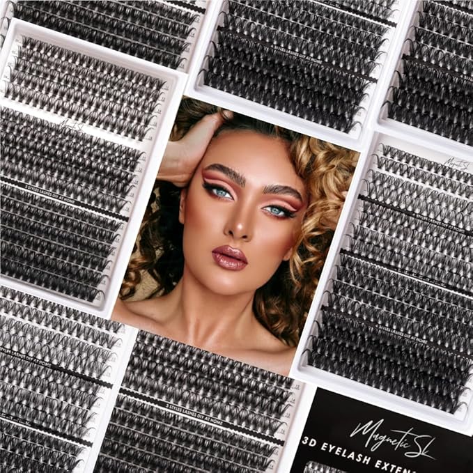 Lash Clusters 320pcs Lash Extension Kit 30D 40D 80D 100D Individual Lashes Kit 12-20mm Eyelash Extension Kit with Lash Bond&Seal,Lash Remover and Lash Tweezers for Easy Use(30/40/80/100D-0.07D Kit))-GlimoraGlow