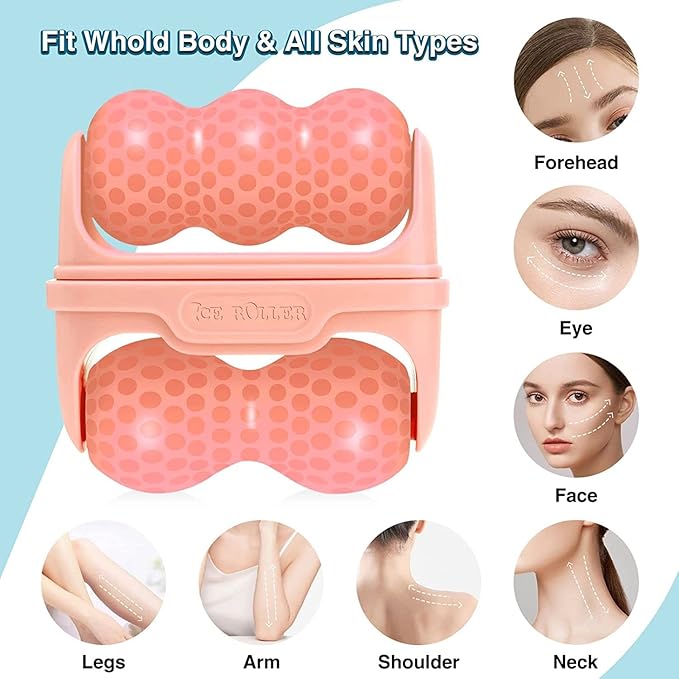 OPENDGO Ice Roller for Face Facial Massager for Eye Puffiness, Reduces Wrinkles, 2 in 1 Facial Skin Care Tool for Body Cold Therapy Tools-GlimoraGlow