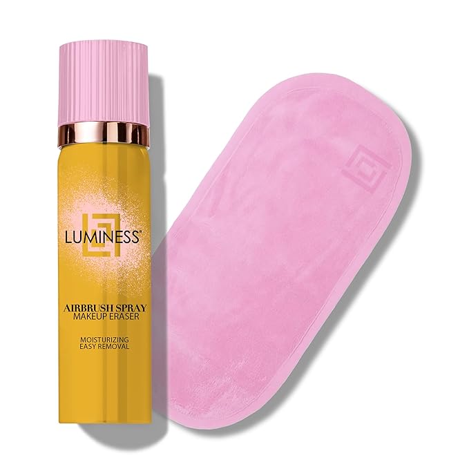 LUMINESS Airbrush Spray Makeup Eraser & Makeup Remover Cloth Set - Eye Makeup Remover Spray with Reusable & Eco-Friendly Makeup Washcloths for Face - Gentle Make Up Remover for Soft Skin-GlimoraGlow