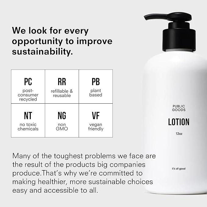 Public Goods Body & Hand Lotion for Women & Men | Natural Moisturizing Daily Lotion for Dry & Itchy Skin | Paraben & Sulfate Free | Made with Organic Essential Oils | Made in Canada | 12 Fl Oz Bottle-GlimoraGlow