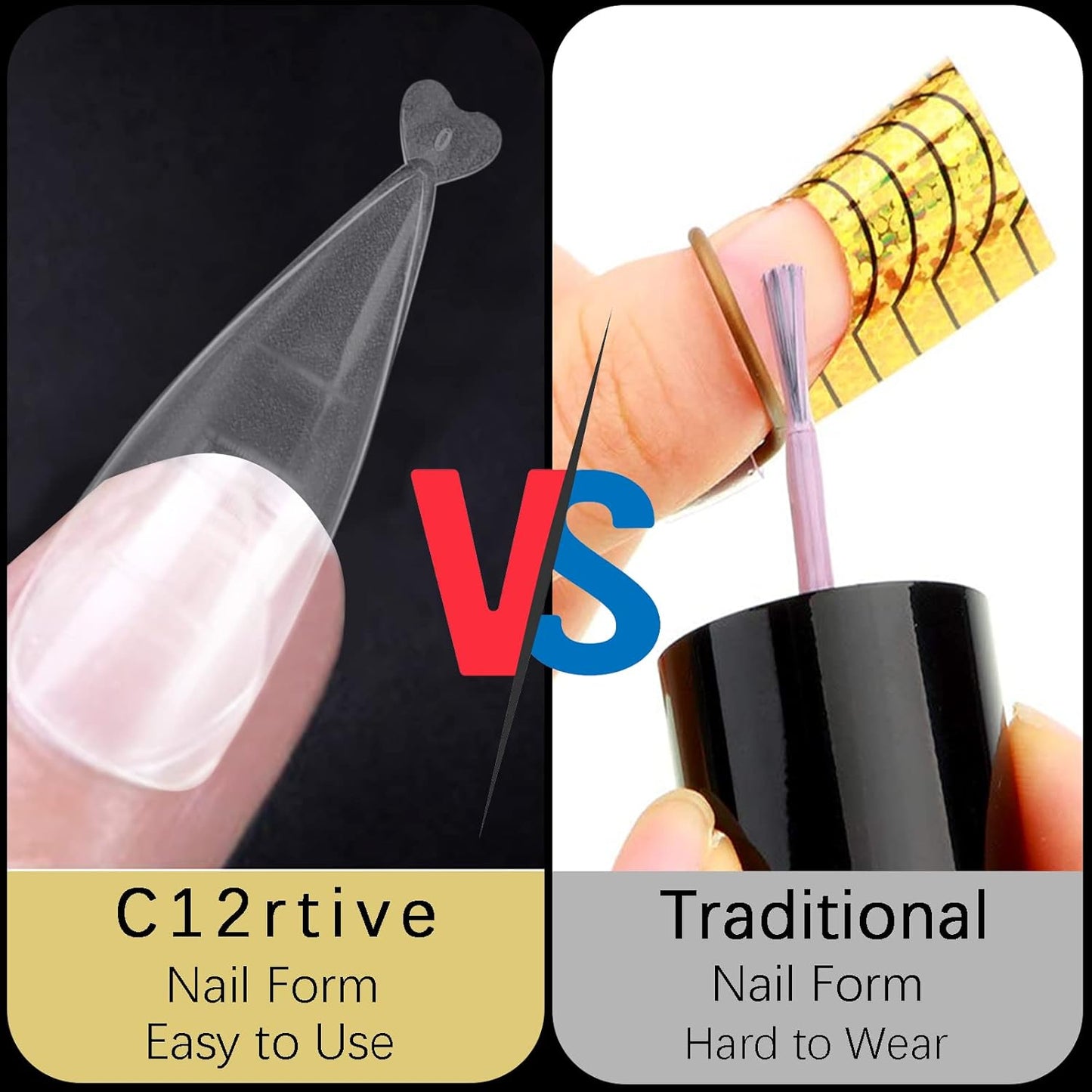 120Pcs Dual Nail Forms,Flat Stiletto Extension Poly Nail Gel Nail Forms Full Cover Reusable Nail Molds 12 Sizes for Solid Nail Gel Glue Nail Art Design Salon&DIY-GlimoraGlow