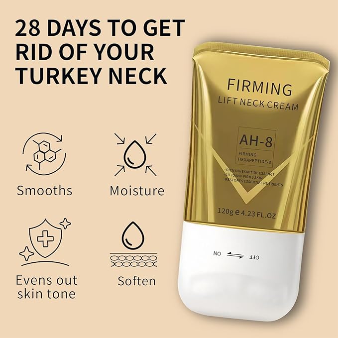 AH-8 Firming Neck Cream with Roller, Tightening & Lifting Cream for Sagging Skin, Contains Hexapeptide, Moisturizing for Face & Body Skin Tightening Cream-GlimoraGlow