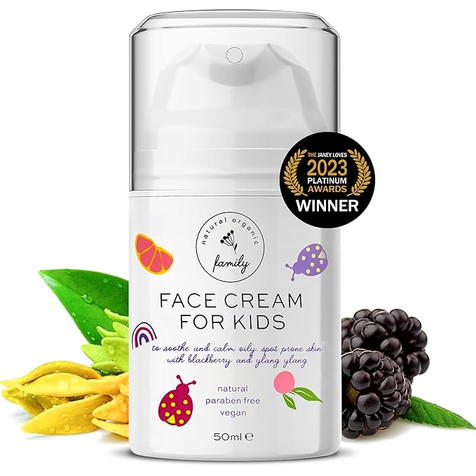 Gentle Face Cream Moisturizer for Kids and Preteens – Nourishing and Calming for All Skin Types – Natural Ingredients: Hyaluronic Acid and Vitamin E - Made in UK 50ml-GlimoraGlow