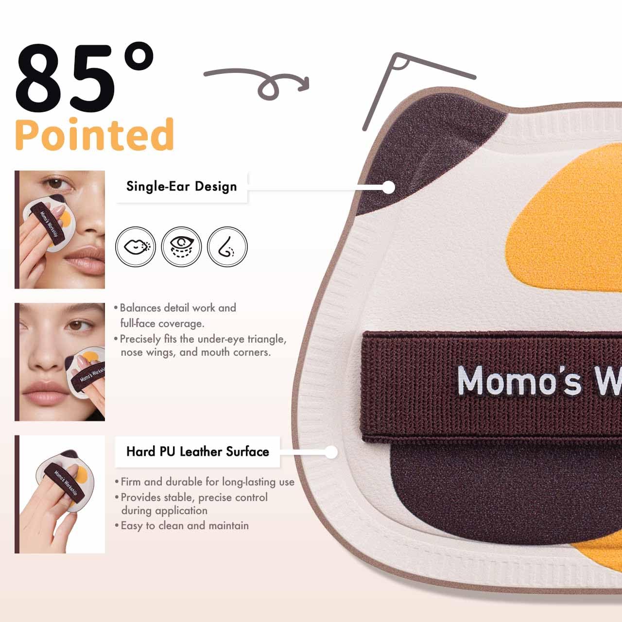 Tricolor Cat Puffs, Makeup Sponges Set, Dry&Wet Dual-Use Foundation Sponge, Expands 1.3x When Wet for Cream Foundation/Liquid Blush/Highlighter,2pcs Puffs & Storage Case-GlimoraGlow