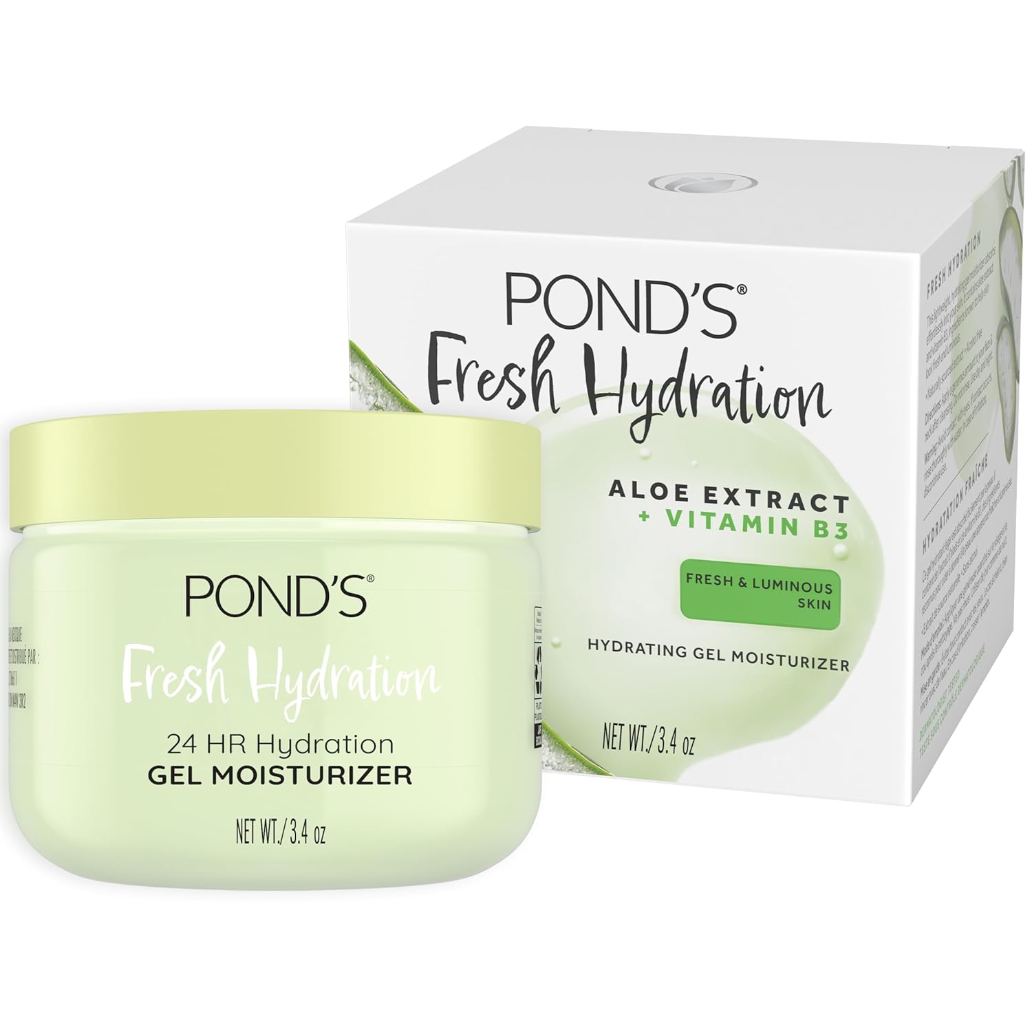 POND'S Aloe Extract & Vitamin B3 Gel Face Moisturizer For Fresh and Luminous Skin, 3.4 oz-GlimoraGlow