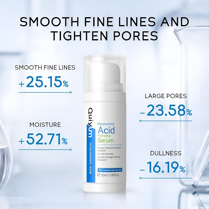 Hyaluronic Acid Serum for Face, Hydrating Face Serum for Dry Skin W/Hymagic-4D, Squalane, Vitamin C & E for Plumping, Hydrating & Anti-Aging Serum, Skin Care, 1.06fl.oz, Pack of 2-GlimoraGlow