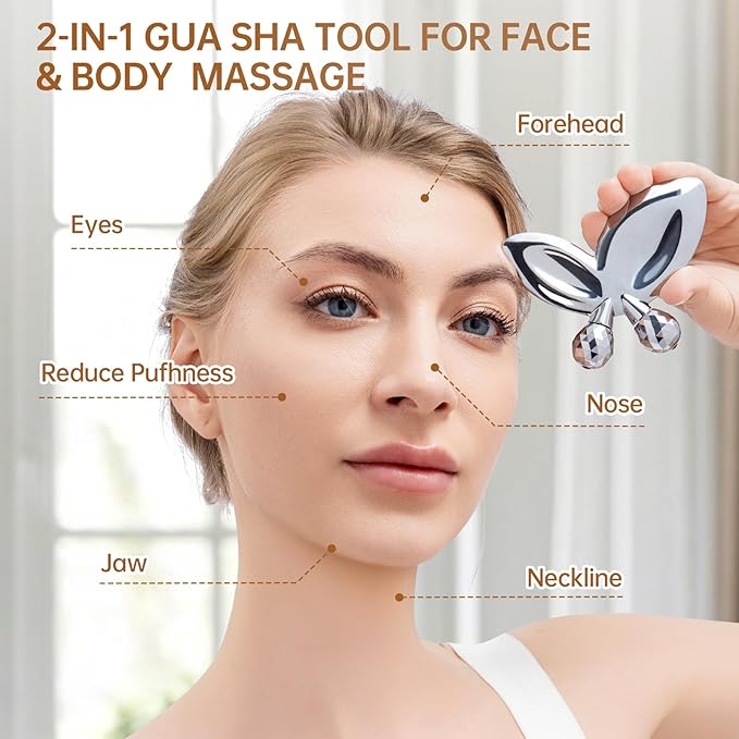 Ice Face Roller-3D Butterfly roller for Women,Stainless Steel Gua Sha Facial Massager Tool for Skin Tightening,2-in-1 Body Gua Sha Massager Tool for Muscle Ache&Lymphatic Drainage,Butterfly Decoration-GlimoraGlow