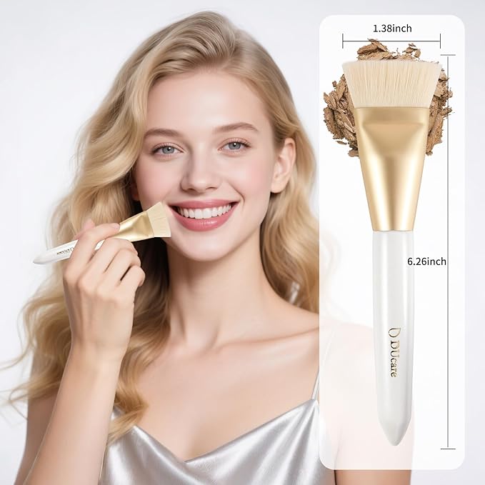 DUcare Contour Brush, Flat Top & Oval Head Face Contouring Brush For Blending & Buffing, Multi-Purpose Face Makeup Brushes for Liquid Foundation/Cream/Facial Mask-GlimoraGlow