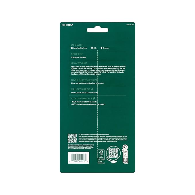 EcoTools Ice Roller, Lifts & Depuffs Skin, Stainless Steal Cooling Roller For Face & Neck, Provides Relaxation While Sculpting, Eco Friendly, Vegan, & Cruelty Free Skincare Tool, 1 Count-GlimoraGlow