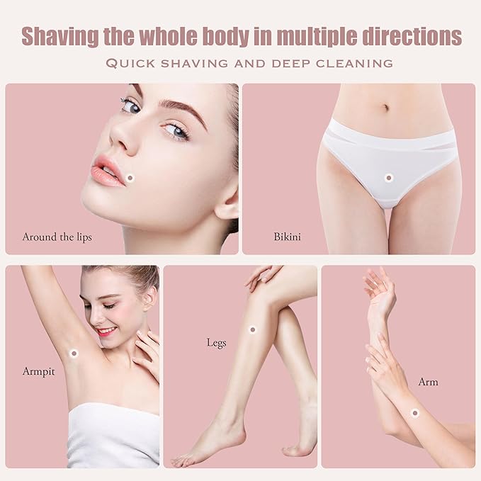 2-in-1 Women's Electric Shaver, Waterproof Cordless Bikini Trimmer & Body Razor, Dual Head Pain-Free Design, Pink Galaxy (2025)-GlimoraGlow