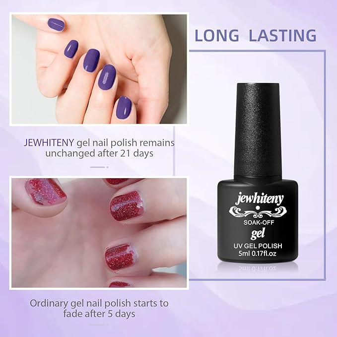 JEWHITENY 30PCS Nail Polish Kit 27 Colors Green Blue Pink Orange Gitter Sock Off Gel Polish with Matte& Glossy Top Base Coat for DIY Nail Art Manucure at Home Salon-GlimoraGlow