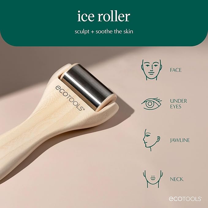 EcoTools Ice Roller, Lifts & Depuffs Skin, Stainless Steal Cooling Roller For Face & Neck, Provides Relaxation While Sculpting, Eco Friendly, Vegan, & Cruelty Free Skincare Tool, 1 Count-GlimoraGlow