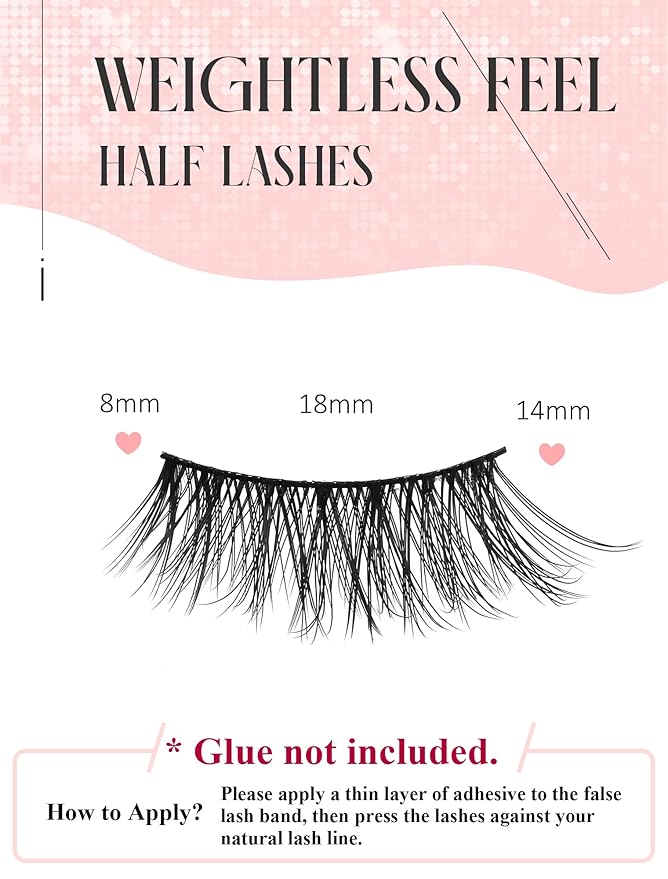 Half Lashes Natural Lashes Wispy Lashes Corner Lashes 3/4 False Eyelashes Natural Half Eyelashes W19-GlimoraGlow