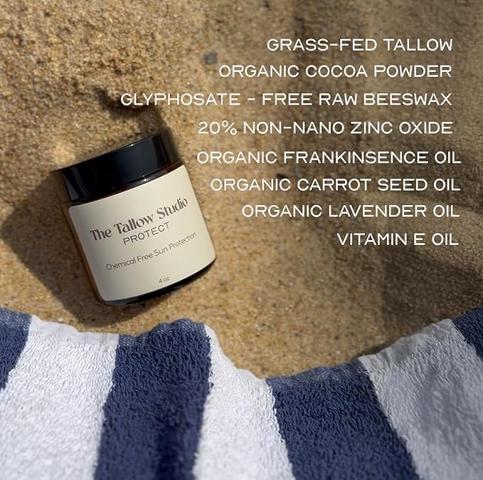 Everyday Tallow Mineral Sunscreen ~ SPF 30 | 100% Grass-Fed & Organic | Face & Body | Naturally Scented with Frankincense & Lavender Oil | Zinc Oxide | Water Resistant (2oz)-GlimoraGlow