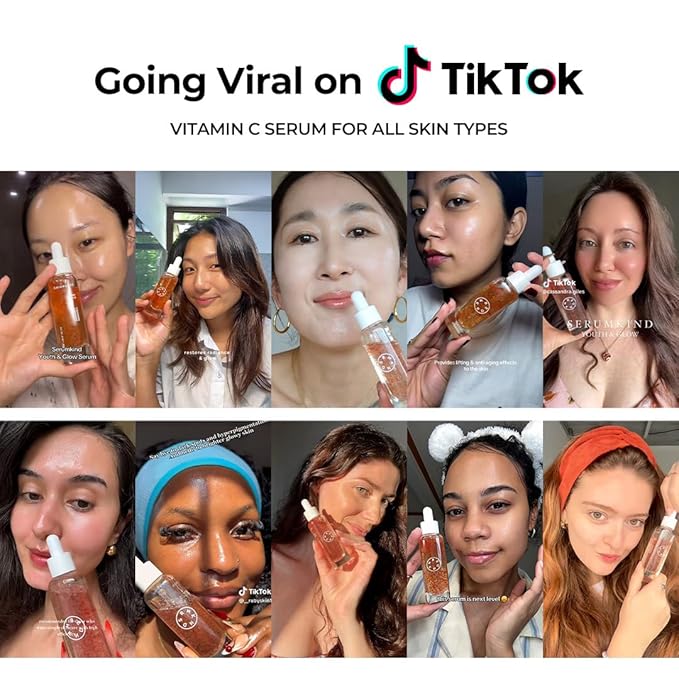 SERUMKIND Vitamin C Serum for Korean Face Skincare – Brightening for Dark Spots, Pore Refining, Discoloration Correcting – With Niacinamide – Reduces Fine Lines and Wrinkles-GlimoraGlow