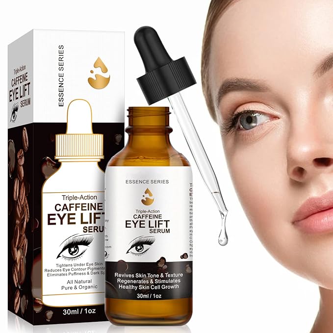 2 PCS Caffeine Eye Serum - Eye Cream for Dark Circles and Puffiness, with EGCG, Ascorbic Acid, Collagen, Caffeine Eye Lift Serum Reduces Under Eye Bags Wrinkles and Fine Lines- 2 oz/60 ml-GlimoraGlow