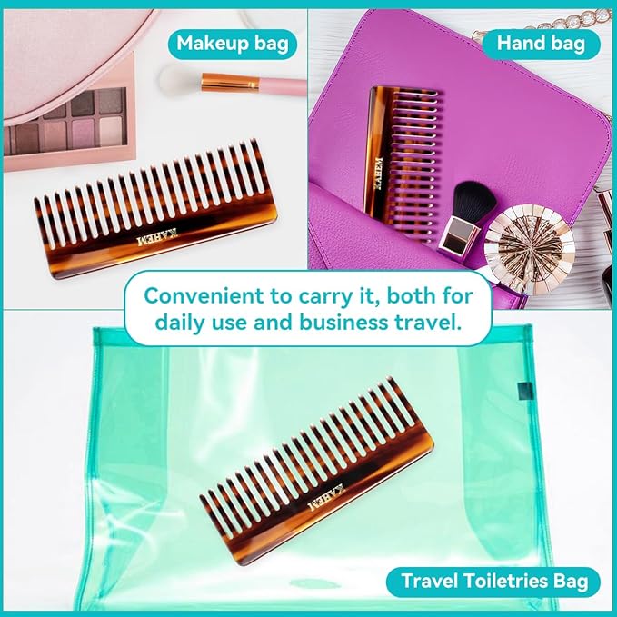 2-Piece Set Handcrafted Acetate Wide Tooth Combs - 6.29" Premium Detangler for Women, Men & Kids, Ideal for Curly, Long & Short Hair - Professional Quality for Wet/Dry Use-GlimoraGlow
