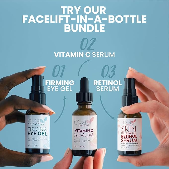 Retinol Serum by Eva Naturals - 2.5% Retinol Serum for Face with Hyaluronic Acid, Vitamin E & Organic Aloe - Retinol Face Serum that Reduce Wrinkles, Fine Lines & Dark Spots - Anti Aging Serum, 2 Pack-GlimoraGlow