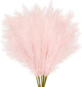 35" Pink Faux Pampas Grass Decor, 8pcs Large Tall Fluffy Artificial Pompous Grass Branches Floral Fake Pompas Grass Bulrush Floor Vase Filler Flower Arrangement for Home Wedding Boho Decor