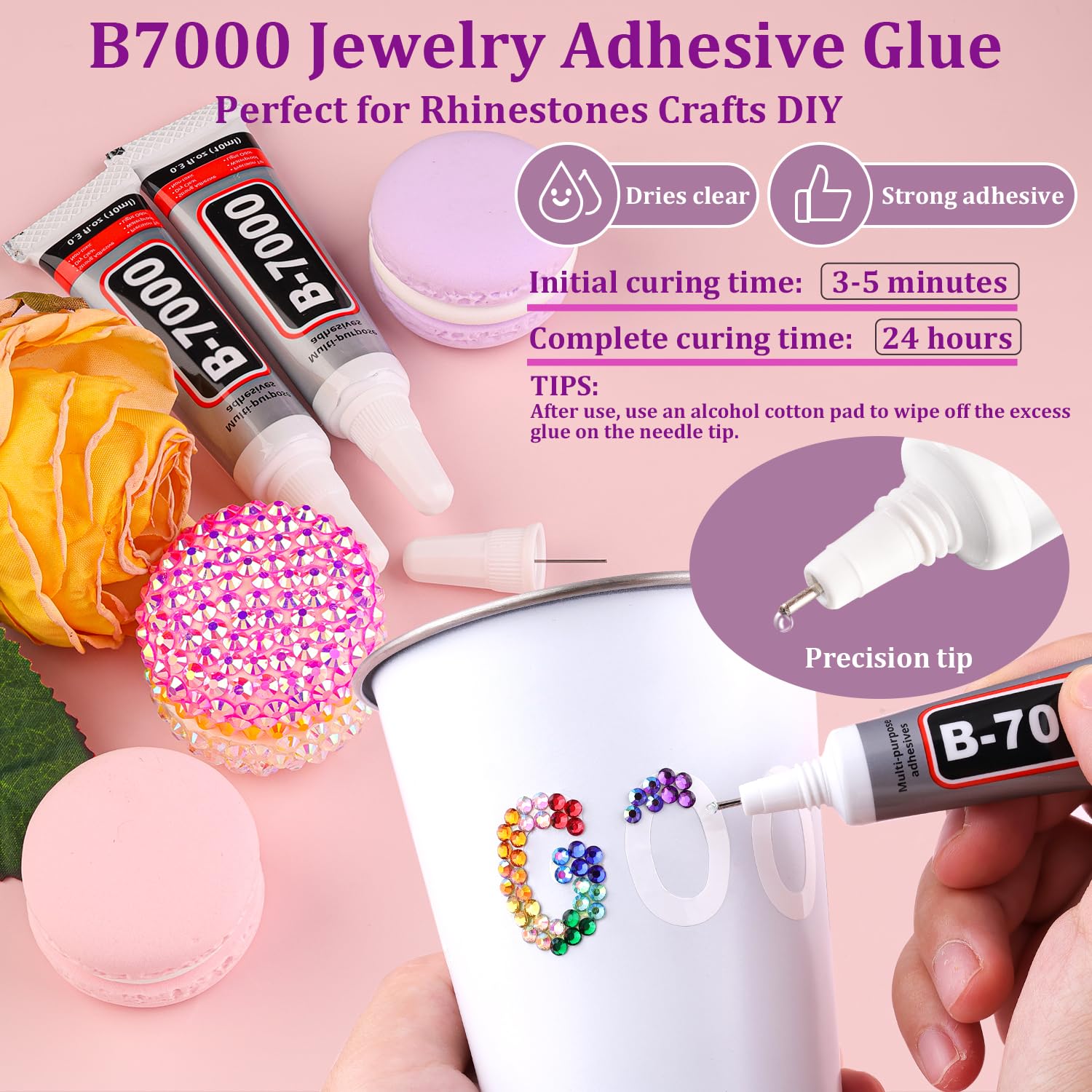 12600Pcs Resin Rhinestones for Crafting with Tweezers, Multicolor 4mm Bedazzling Crystal with 3Pcs 10ml B7000 Jewelry Glue for DIY Crafts Clothing Tumblers Shoes Fabric Nail Art-GlimoraGlow
