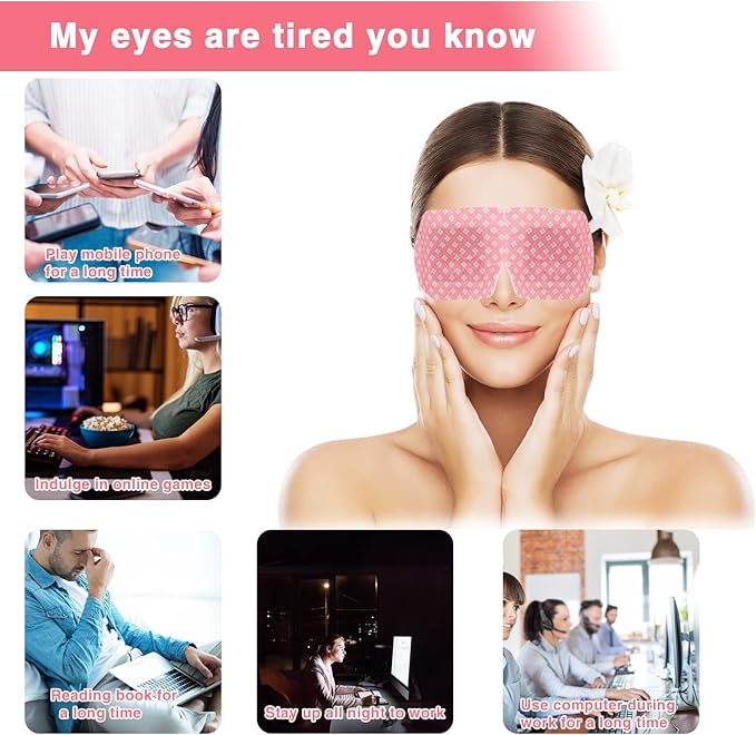 18 Packs Steam Eye Mask for Dry Eyes Dark Circles and Puffiness Tired Eyes, Disposable Self Heating Eye Mask for Stress Relief Relief Eye Fatigue-GlimoraGlow