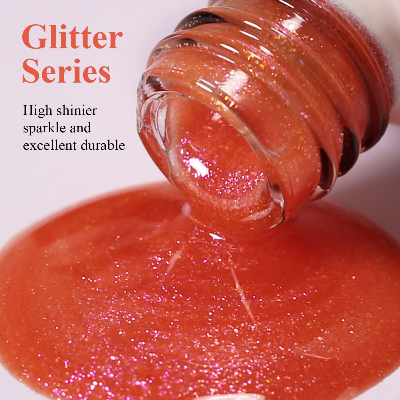 Imtiti Glitter Gel Nail Polish, Coral Iridescent Glitter Gel Polish Diamond Shimmer Sparkle Soak Off UV LED Nail Gel Polish spring summer Manicure 10ML-GlimoraGlow