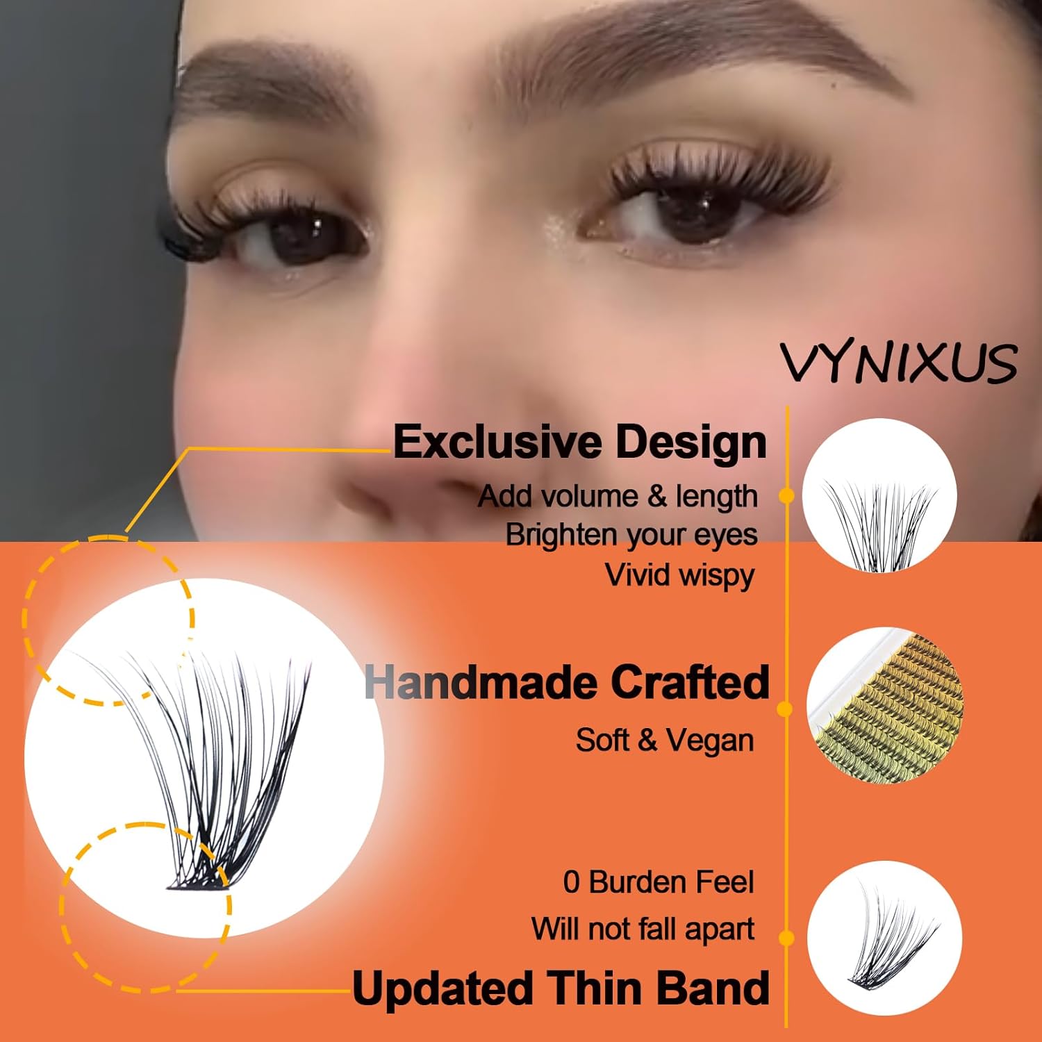 Eyelash Clusters Fluffy Lash Clusters Wispy Individual Lashes Cluster Eyelash Extensions D Curl DIY at Home Natural Cluster Lashes (40D-0.07D-Mix8-16)-GlimoraGlow