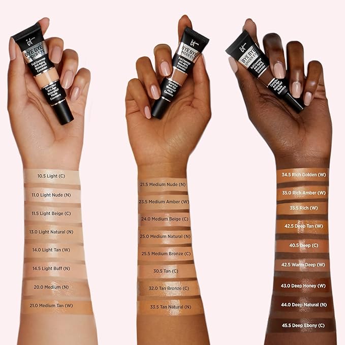 IT Cosmetics Makeup Set - Includes Supersize Bye Bye Under Eye Concealer (45.5 Deep) + Heavenly Luxe Complexion Perfection Concealer Brush (1 fl oz) - with Collagen, Hyaluronic Acid & Antioxidants-GlimoraGlow