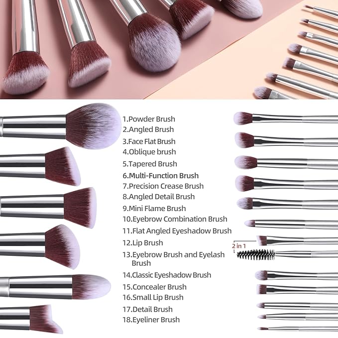 BS-MALL Makeup Brush Set 18 Pcs Premium Synthetic Foundation Powder Concealers Eye shadows Blush Makeup Brushes with black case-GlimoraGlow
