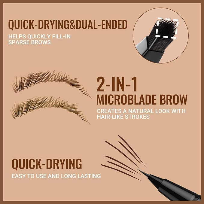 iMethod Eyebrow Pen - Eyebrow Pencil,2-in-1 Eyeliner Dual-Ended Microblading Eyebrow Pencil Long Lasting Waterproof Hair-Like Brow Pencil,with Eyebrow Brush,Eyebrow Pencils for Women,Black-GlimoraGlow