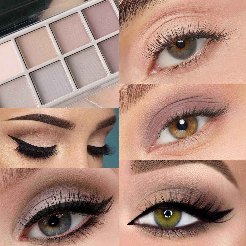 10 Color Matte Eyeshadow Palette | 10 Soft-Focus Matte Shades in Grey-Brown & Neutral Taupe | Silky Powder Blends Like Cream | Natural-Looking Nude Makeup for Mature Skin | Day to Night Wear-GlimoraGlow